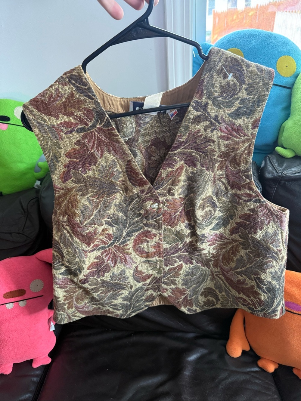 Appleseed's Floral Brocade Vest in Brown and Cream